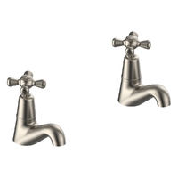 Merino Cross Pillar Cocks - 4 Star - Pair - 3/4 Turn Ceramic Brushed Nickel (Lf)