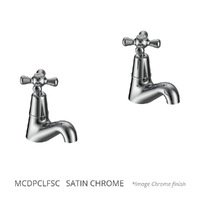 Merino Cross Pillar Cocks - 4 Star - Pair - 3/4 Turn Ceramic Satin Chrome (Lf)