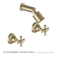 Merino Cross Shower Set - Sileno Shower - 3 Star - 3/4 Turn Ceramic  White &amp; Gold