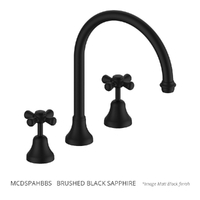 Merino Cross Hob Spa Set - 3/4 Turn Ceramic Brushed Black Sapphire