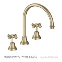 Merino Cross Hob Spa Set - 3/4 Turn Ceramic  White &amp; Gold