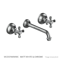 Merino Cross Wall Spa Set - 3/4 Turn Ceramic Matt White &amp; Chrome
