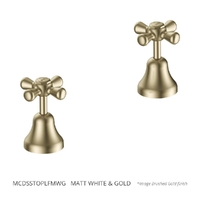 Merino Cross Sink Top Assembly - 3/4 Turn Ceramic - Matt White Gold (Lf)
