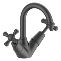 Merino Cross Twin Basin Mixer  - 4  Star - 3/4 Turn Ceramic Gunmetal (Lf)