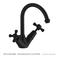 Merino Cross Twin Sink Mixer  - 4  Star - 3/4 Turn Ceramic Brushed Black Sapphire (Lf)