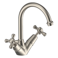 Merino Cross Twin Sink Mixer  - 4  Star - 3/4 Turn Ceramic Brushed Nickel (Lf)