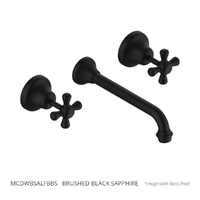 Merino Cross Wall Basin Set - 4 Star - 3/4 Turn Ceramic Brushed Black Sapphire (Lf)