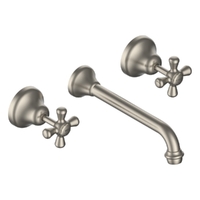 Merino Cross Wall Basin Set - 4 Star - 3/4 Turn Ceramic Brushed Nickel (Lf)