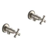 Merino Cross Washing Machine Cocks - Pair - 3/4 Turn Ceramic Brushed Nickel