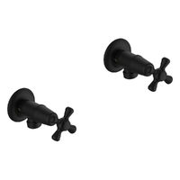 Merino Cross Washing Machine Cocks - Pair - 3/4 Turn Ceramic Matt Black