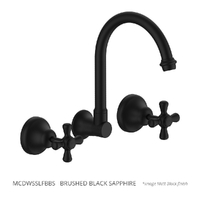 Merino Cross Wall Sink/Laundry Set - 4 Star - 3/4 Turn Ceramic Brushed Black Sapphire (Lf)