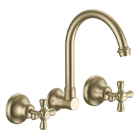 Merino Cross Wall Sink/Laundry Set - 4 Star - 3/4 Turn Ceramic Brushed Gold (Lf)