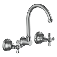 Merino Cross Wall Sink/Laundry Set - 4 Star - 3/4 Turn Ceramic Chrome (Lf)
