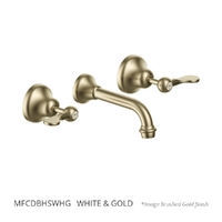 Merino Flared Bath Set - 1/4 Turn Ceramic  White &amp; Gold