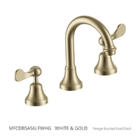 Merino Flared Basin Set - Swivel Spout - 6 Star - 1/4 Turn Ceramic  White &amp; Gold (Lf)