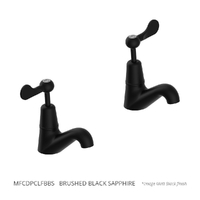 Merino Flared Pillar Cocks - 4 Star - Pair - 1/4 Turn Ceramic Brushed Black Sapphire (Lf)