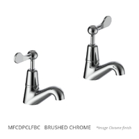 Merino Flared Pillar Cocks - 4 Star - Pair - 1/4 Turn Ceramic Brushed Chrome (Lf)
