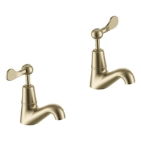 Merino Flared Pillar Cocks - 4 Star - Pair - 1/4 Turn Ceramic Brushed Gold (Lf)