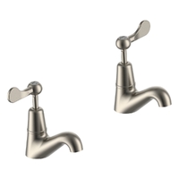 Merino Flared Pillar Cocks - 4 Star - Pair - 1/4 Turn Ceramic Brushed Nickel (Lf)
