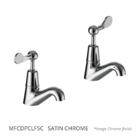Merino Flared Pillar Cocks - 4 Star - Pair - 1/4 Turn Ceramic Satin Chrome (Lf)
