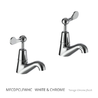 Merino Flared Pillar Cocks - 4 Star - Pair - 1/4 Turn Ceramic  White &amp; Chrome (Lf)