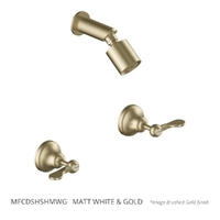 Merino Flared Shower Set - Sileno Shower - 3 Star - 1/4 Turn Ceramic Matt White &amp; Gold