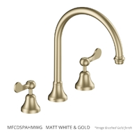 Merino Flared Hob Spa Set - 1/4 Turn Ceramic Matt White &amp; Gold