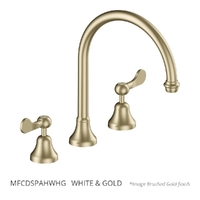 Merino Flared Hob Spa Set - 1/4 Turn Ceramic  White &amp; Gold