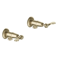 Merino Flared Washing Machine Cocks - Pair - 1/4 Turn Ceramic Brushed Gold