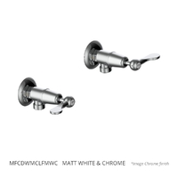 Merino Flared Washing Machine Cocks - Pair - 1/4 Turn Ceramic Matt White &amp; Chrome