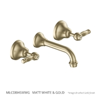 Merino Lever Bath Set - 1/4 Turn Ceramic Matt White &amp; Gold