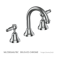 Merino Lever Basin Set - Fixed Spout - 6 Star - 1/4 Turn Ceramic Brushed Chrome (Lf)