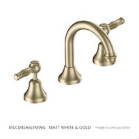 Merino Lever Basin Set - Fixed Spout - 6 Star - 1/4 Turn Ceramic Matt White &amp; Gold (Lf)