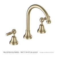 Merino Lever Vanitee Sink Set - 4 Star - 1/4 Turn Ceramic Matt White &amp; Gold (Lf)