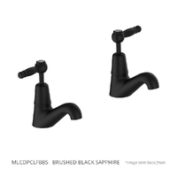 Merino Lever Pillar Cocks - 4 Star - Pair - 1/4 Turn Ceramic Brushed Black Sapphire (Lf)