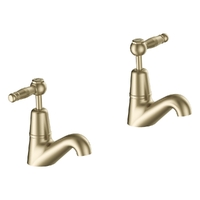 Merino Lever Pillar Cocks - 4 Star - Pair - 1/4 Turn Ceramic Brushed Gold (Lf)