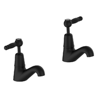 Merino Lever Pillar Cocks - 4 Star - Pair - 1/4 Turn Ceramic Matt Black (Lf)