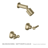 Merino Lever Shower Set - Sileno Shower - 3 Star - 1/4 Turn Ceramic Matt White &amp; Gold