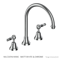 Merino Lever Hob Spa Set - 1/4 Turn Ceramic Matt White &amp; Chrome