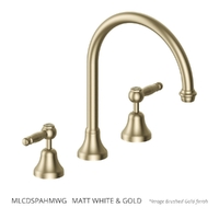 Merino Lever Hob Spa Set - 1/4 Turn Ceramic Matt White &amp; Gold