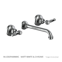 Merino Lever Wall Spa Set - 1/4 Turn Ceramic Matt White &amp; Chrome