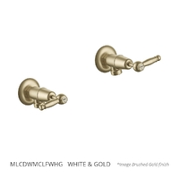 Merino Lever Washing Machine Cocks - Pair - 1/4 Turn Ceramic  White &amp; Gold