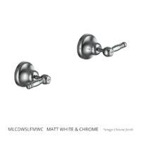 Merino Lever Wall Top Assembly - 1/4 Turn Ceramic Matt White &amp; Chrome (Lf)