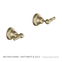 Merino Lever Wall Top Assembly - 1/4 Turn Ceramic Matt White &amp; Gold (Lf)
