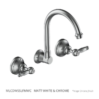 Merino Lever Wall Sink/Laundry Set - 4 Star - 1/4 Turn Ceramic Matt White &amp; Chrome (Lf)