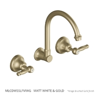 Merino Lever Wall Sink/Laundry Set - 4 Star - 1/4 Turn Ceramic Matt White &amp; Gold (Lf)