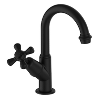 Merino Cross Swivel Pillar Tap - 4 Star - Jumper Valve Matt Black (Lf)