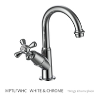 Merino Cross Swivel Pillar Tap - 4 Star - Jumper Valve  White &amp; Chrome (Lf)