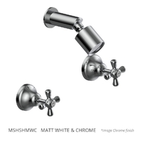Merino Cross Shower Set - Sileno Shower - 3 Star - Jumper Valve Matt White &amp; Chrome