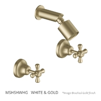 Merino Cross Shower Set - Sileno Shower - 3 Star - Jumper Valve  White &amp; Gold